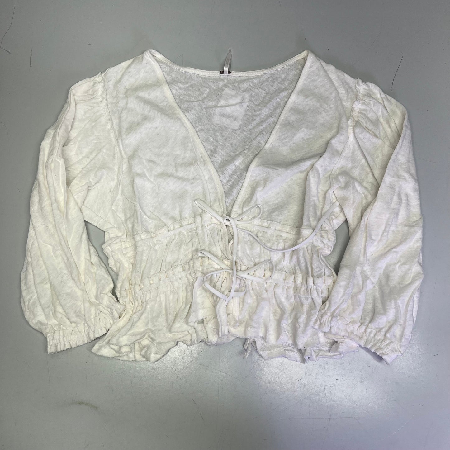 FREE PEOPLE Breezy Beachy Cotton Linen Let's Go Blouse Women's Sz XS Ivory