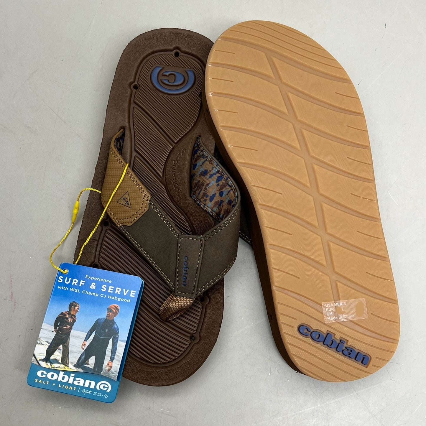 COBIAN Synthetic Suede Draino 3 Sandals  Men's Sz 10, EU 43 Brown HBD23-200-10
