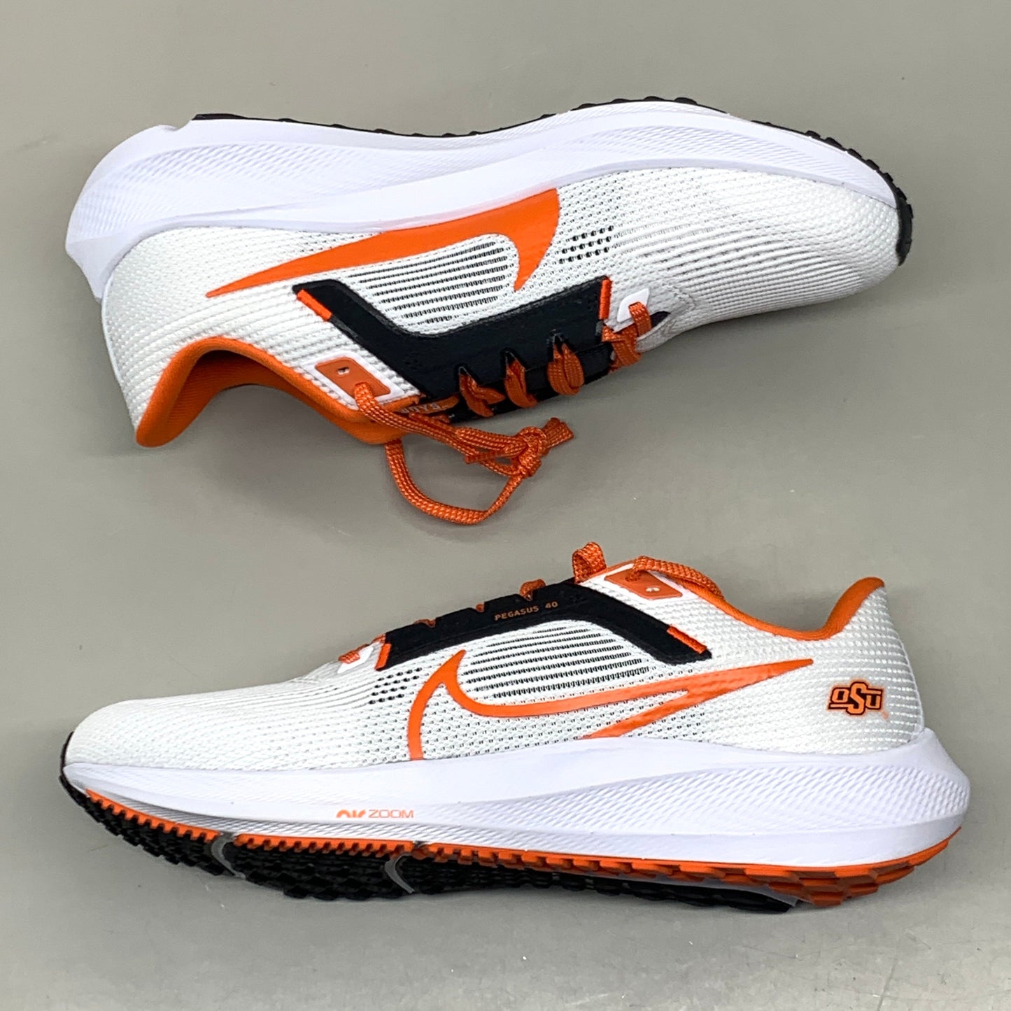 NIKE Zoom Pegasus 40 OK STATE White Shoes, Brilliant Orange & Black 9.5 W 8 M DZ5973-100