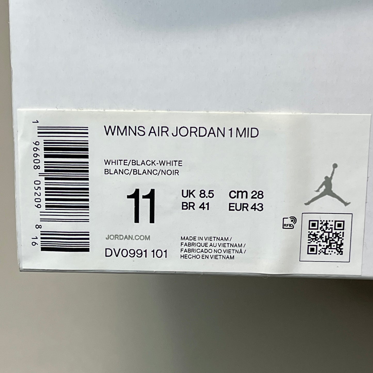 NIKE AIR JORDAN 1 Mid Panda Shoe Women's Sz 11 Black / White DV0991-101 (New)