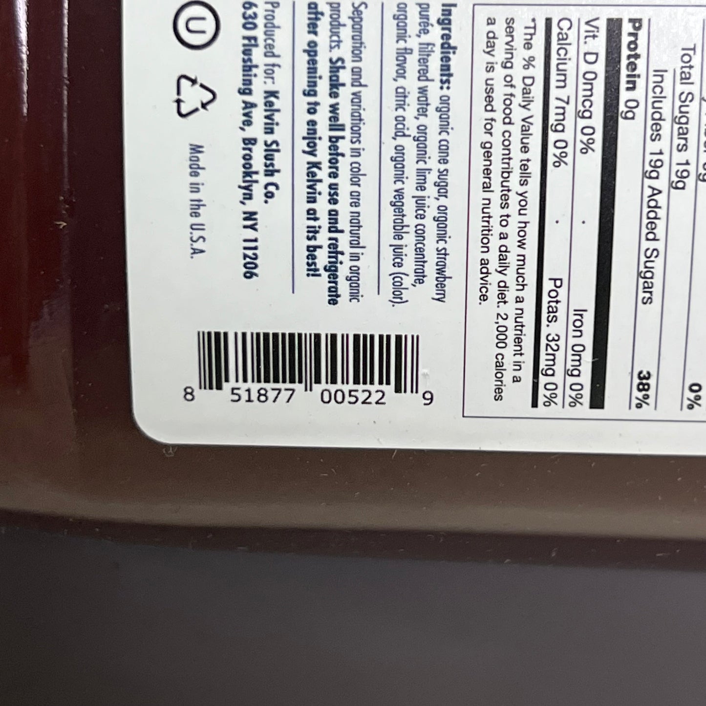 KELVIN SLUSH CO. (4 PACK) Strawberry Organic Frozen Cocktail Mix 64 oz