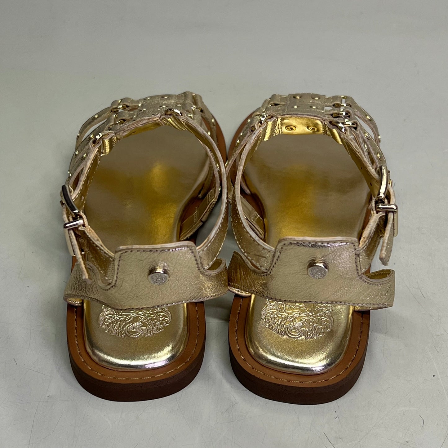 VINCE CAMUTO Leather Studded Gladiator Sandals Women's Sz 7M Egyptian Gold