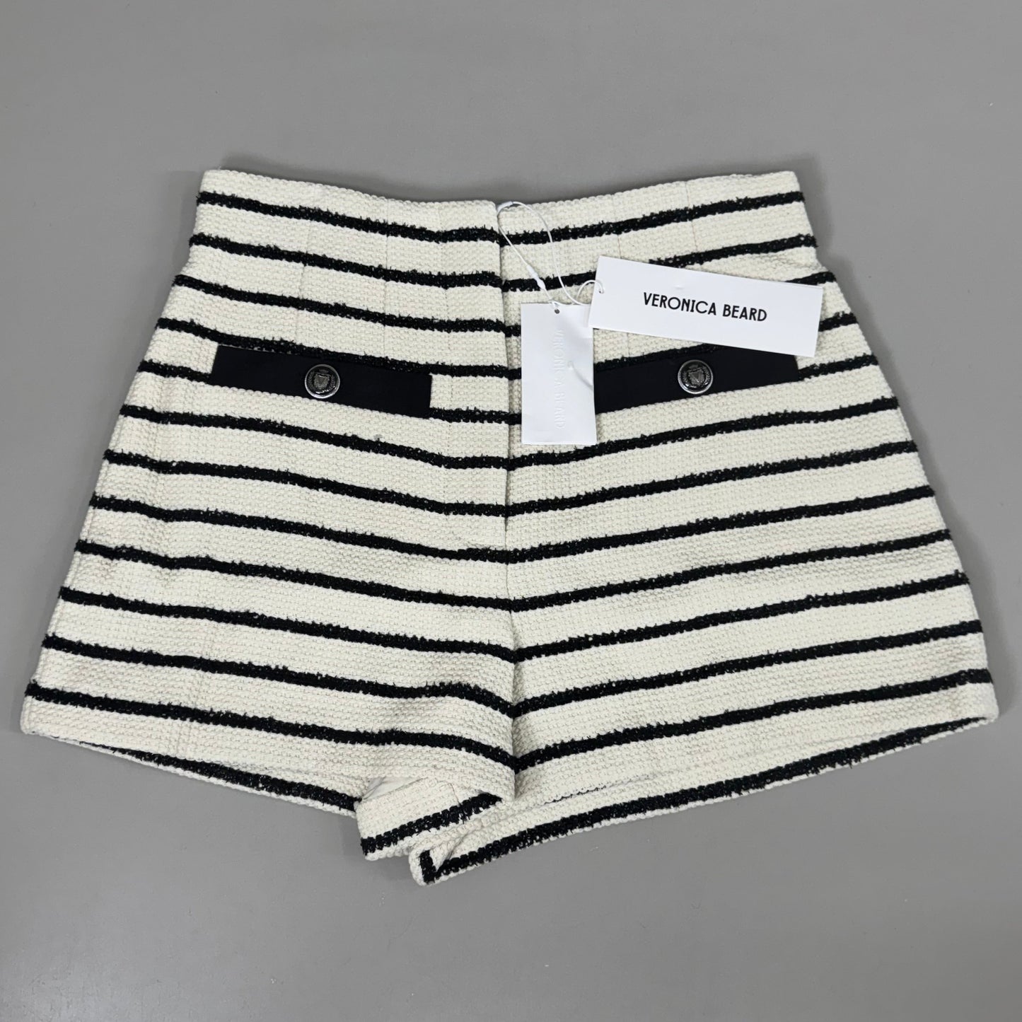 VERONICA BEARD Women's Gershwin Short Sz-0 Ivory/Black 2406TW7480258