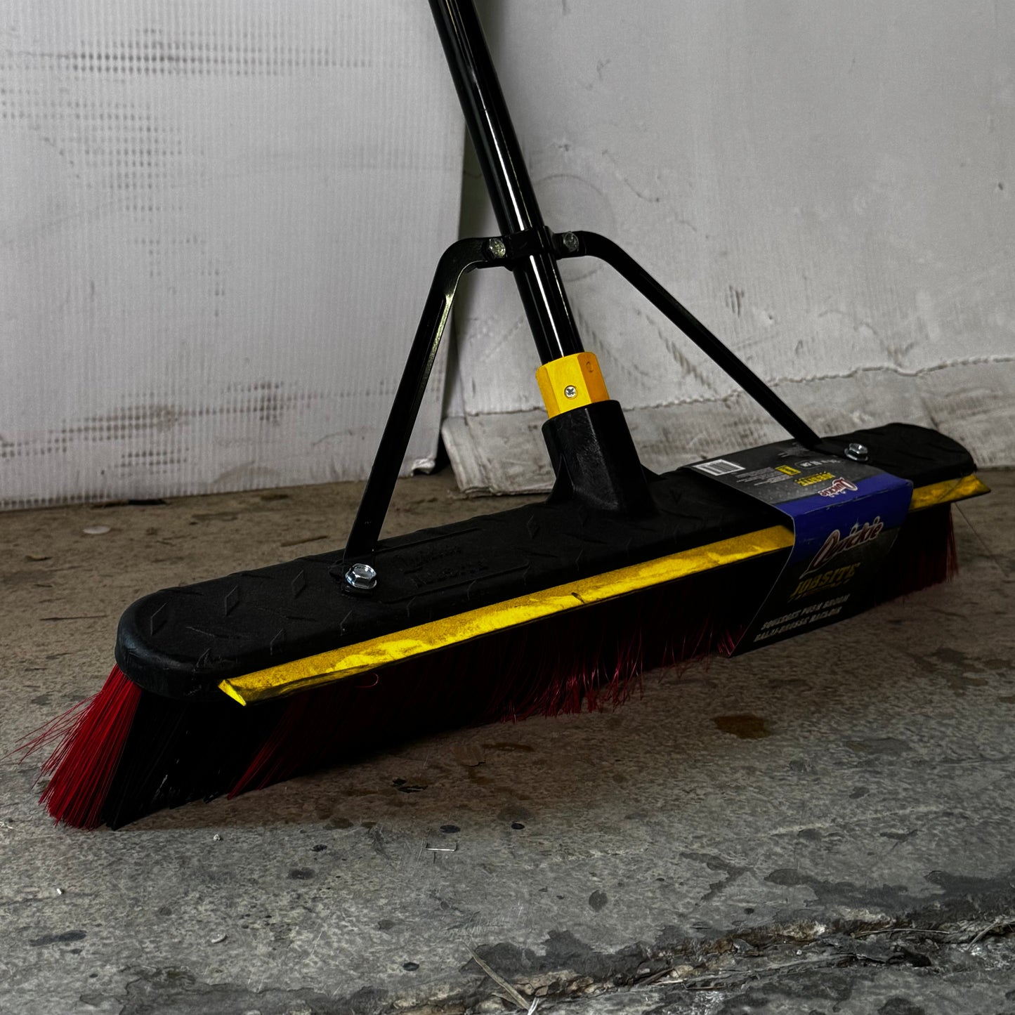 QUICKIE Jobsite Broom Soft/Stiff Combo 24" X 63" Red & Black 635SU