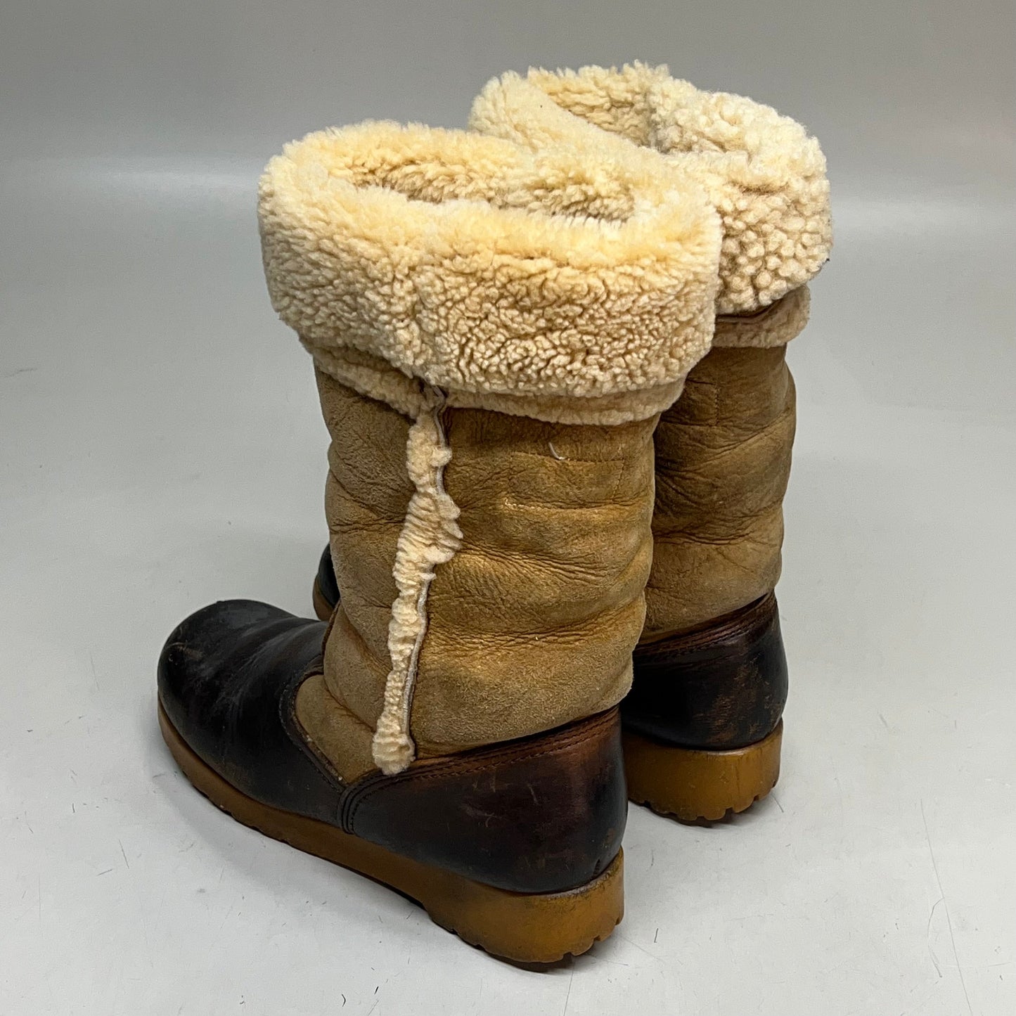 DEXTER USA Suede & Leather Fur Lined Boots  Women's Sz 12 Brown (Pre-Owned)