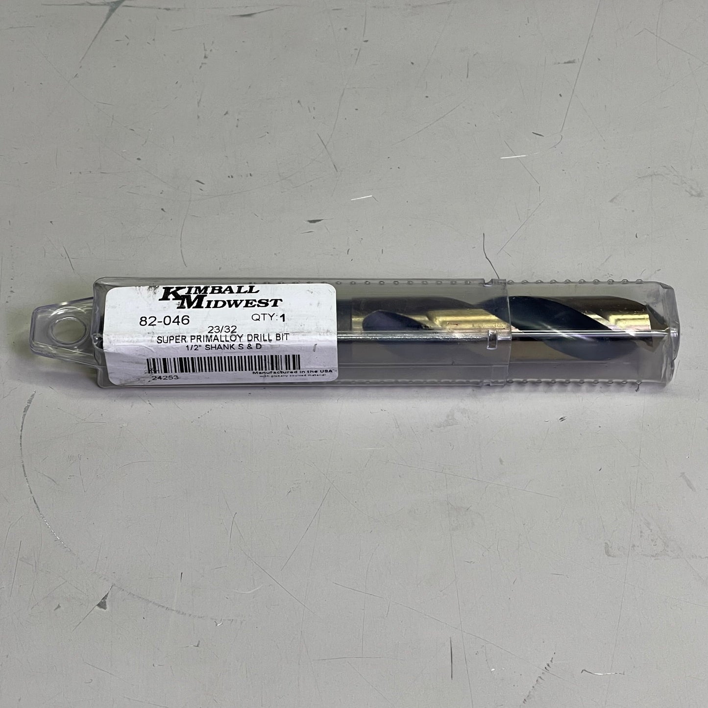 KIMBALL MIDWEST Super Primalloy Reduced Shank S&D Drill Bit 23/32"Dia x 6"L 82046