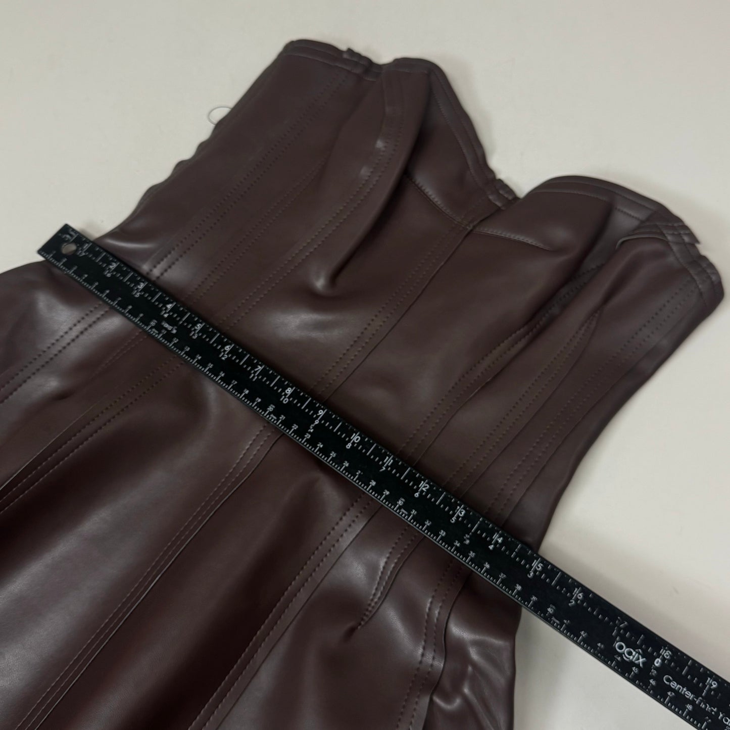 NORMA KAMALI Strapless Grace Mini Dress Unlined Women's Sz M/38 Chocolate