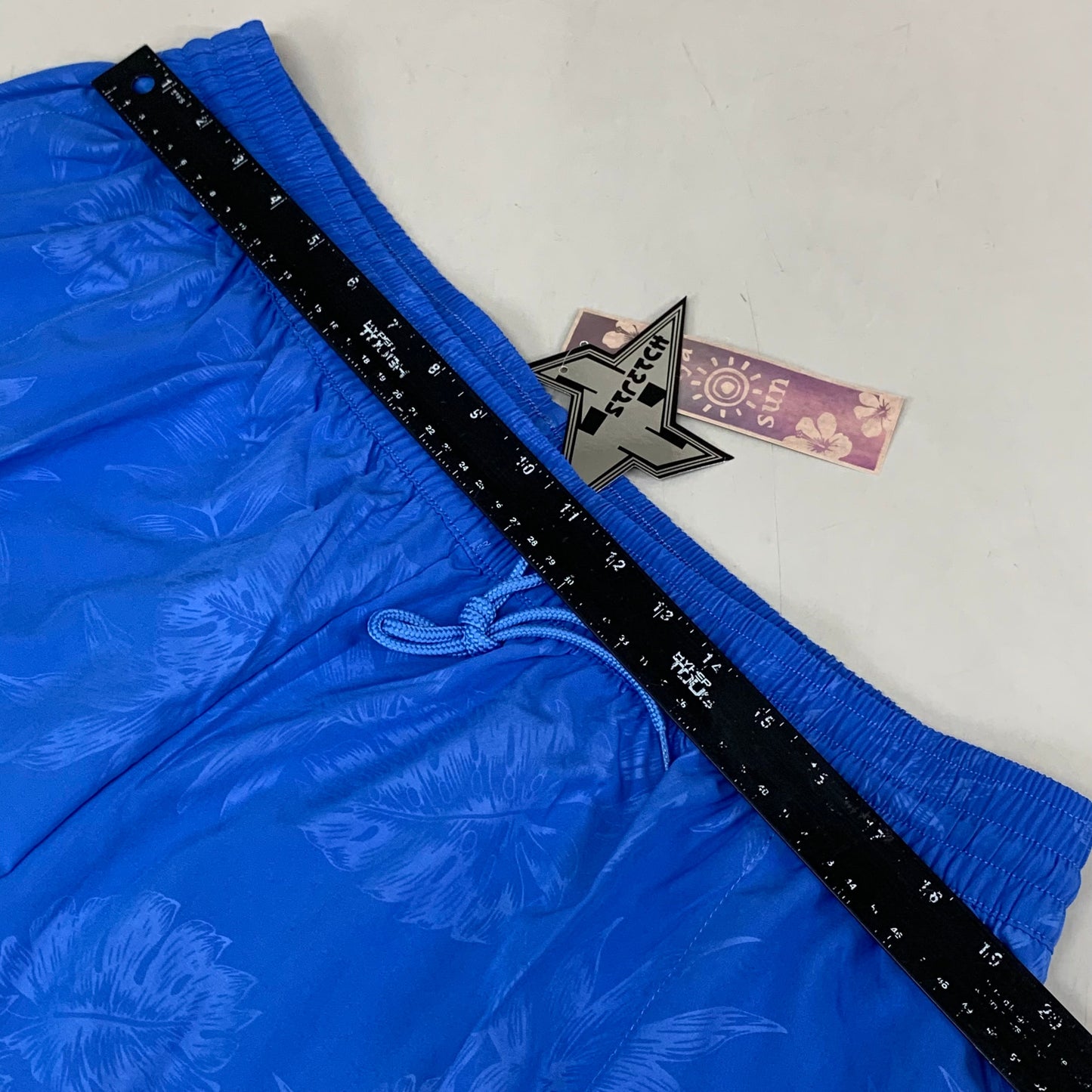 RAYA SUN Stretch Swim Style Shorts W/ Flower Design Women's 2X Blue/Gray