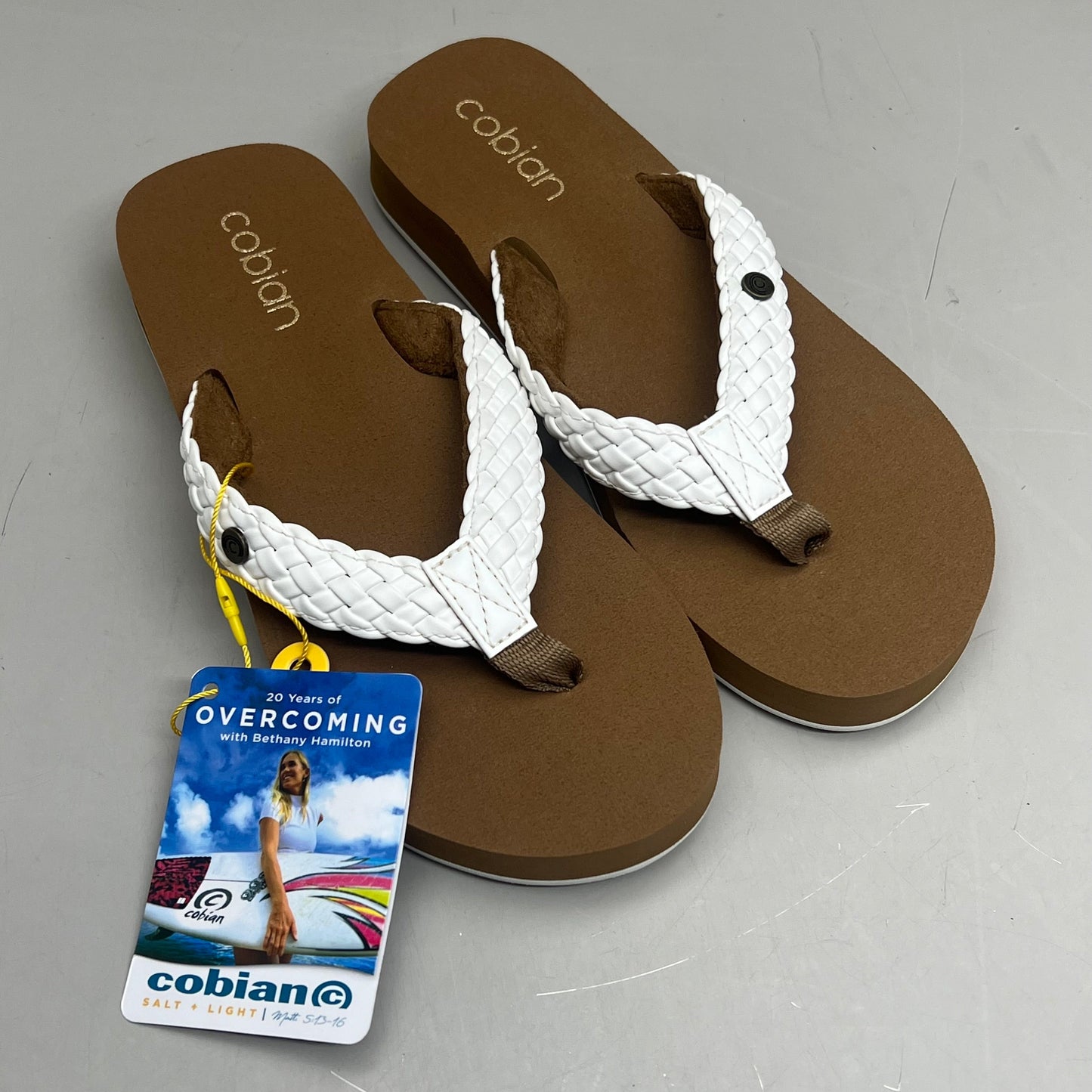 COBIAN Braided Bounce Synthetic Leather Sandals Women's Sz 7 EU 37 White BRB10-100-7