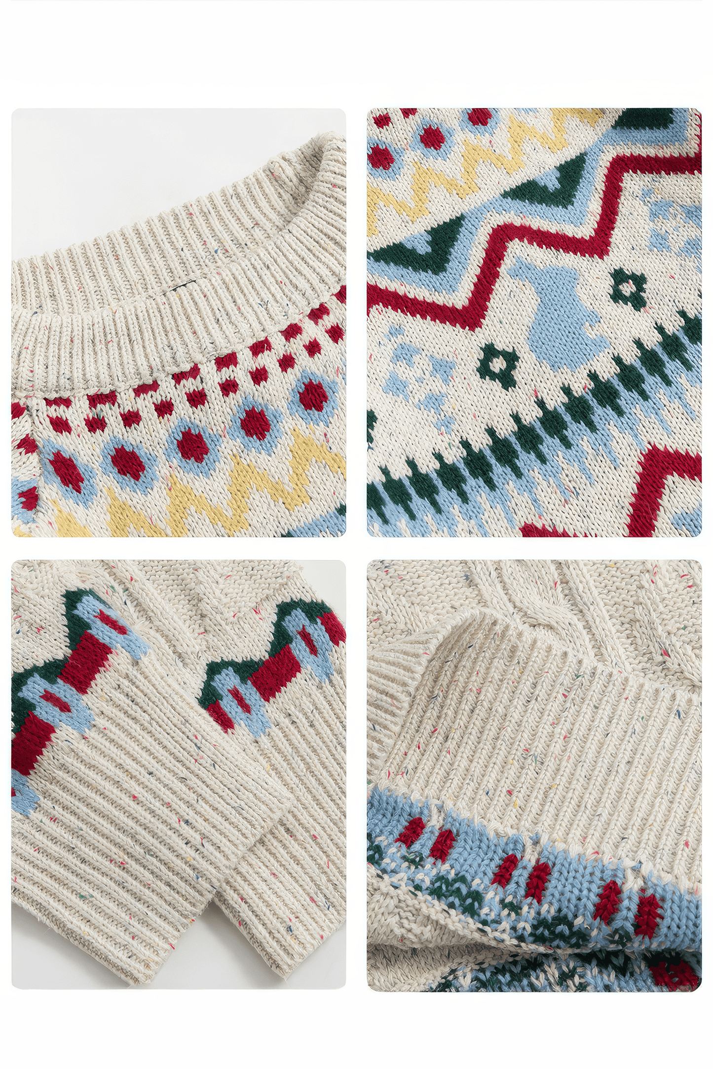 Fair Isle Red Holiday Knit Sweater - Cozy Oversized Pullover for Festive Vibes