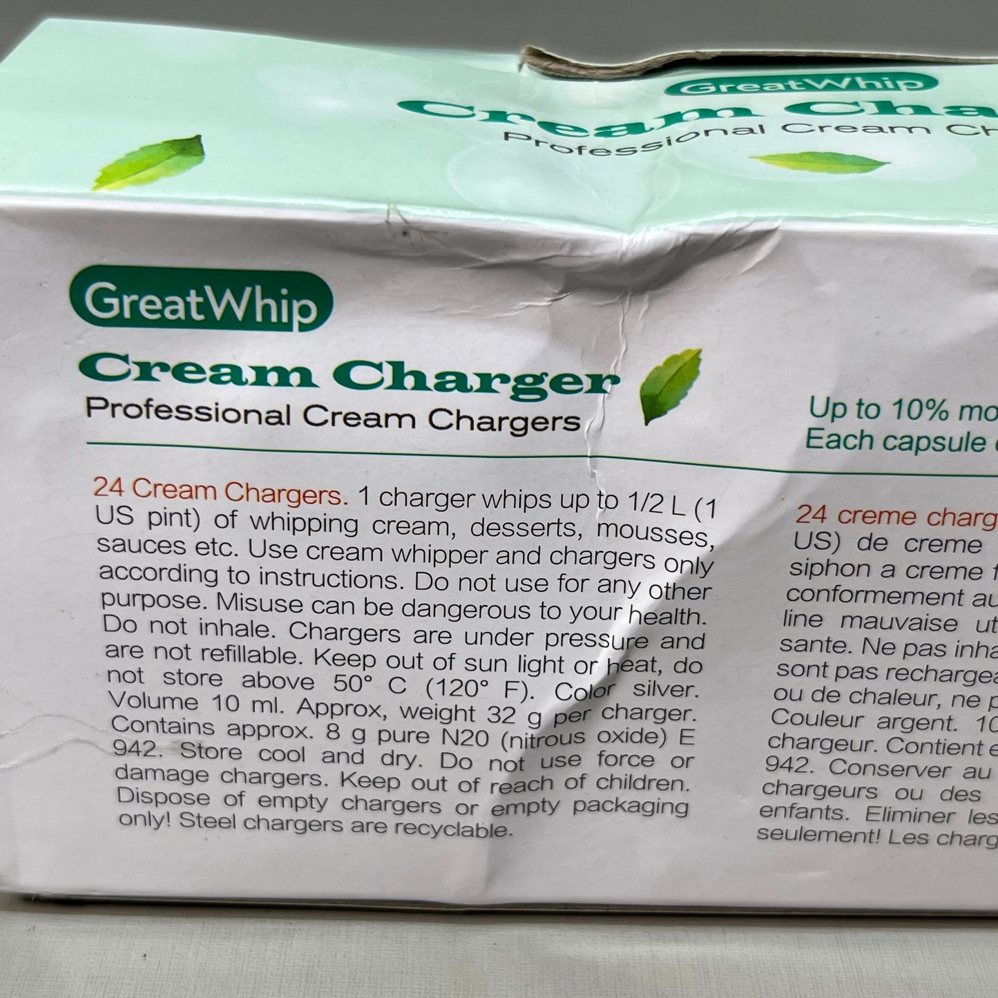 ZA@ GREATWHIP Mint Cream Chargers 24 Pack Best By 03-28-2026 (New) C
