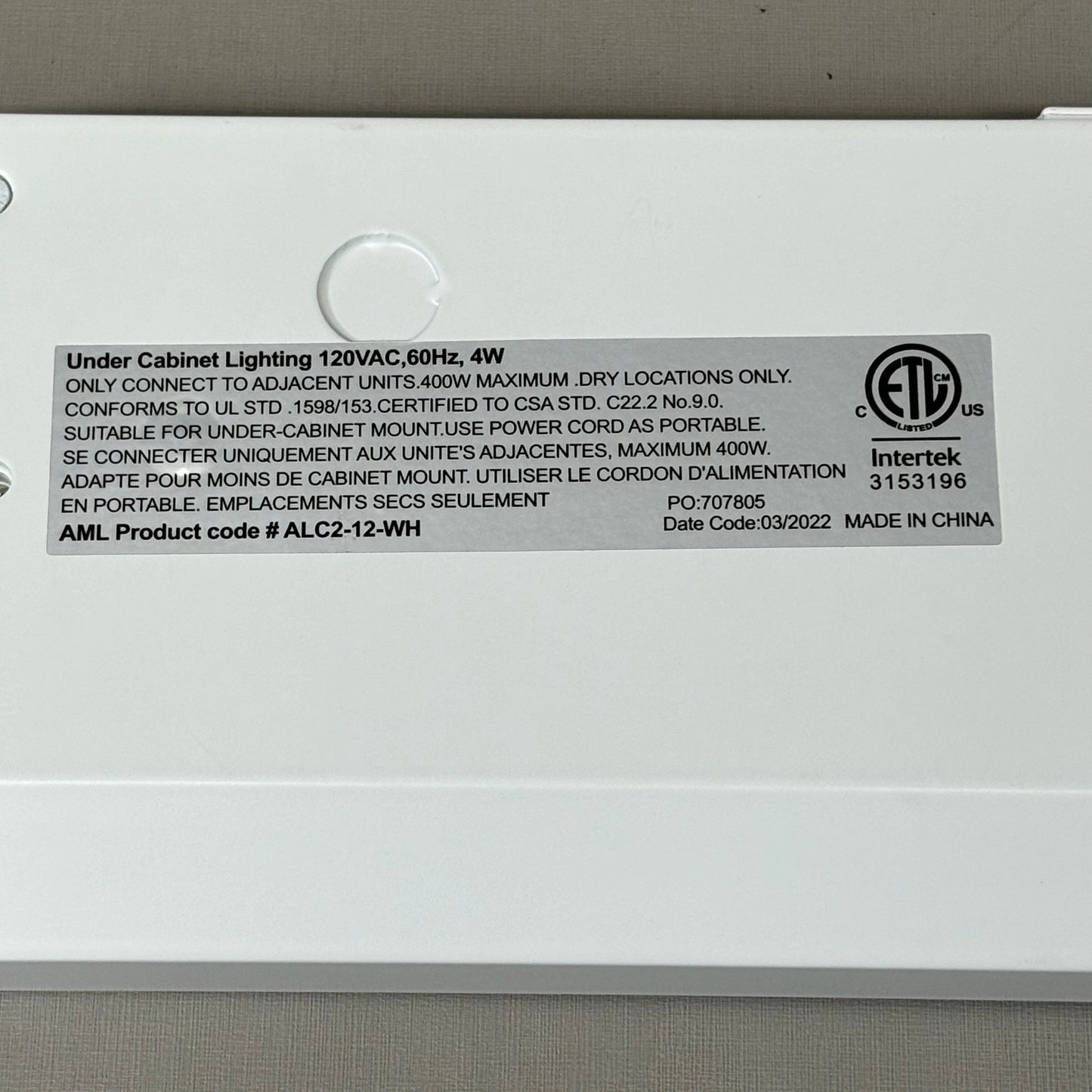 AMERICAN LIGHTING 2 LED Under Cabinet Light 12" 4W 3000K White ALC212WH