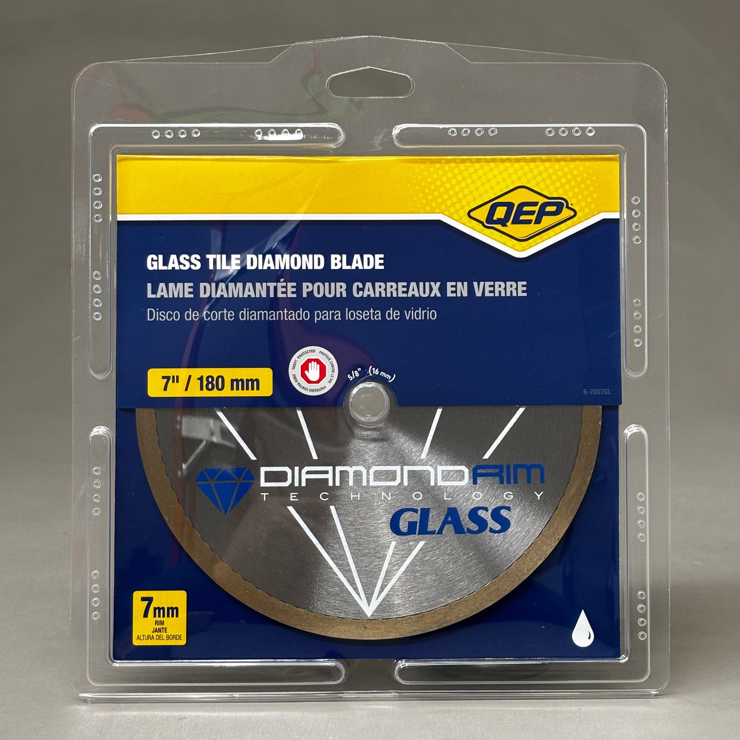 QEP Wet Tile Saw Continuous Rim Diamond Coated Blade 7"/180mm 5/8"Arbor 6-7007GL