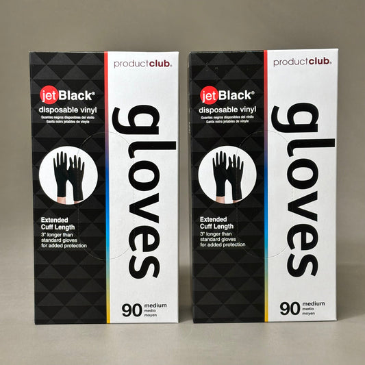 PRODUCT CLUB  (2 PACK, 90 GLOVES EACH) Disposable Vinyl Gloves Long Cuff Sz M