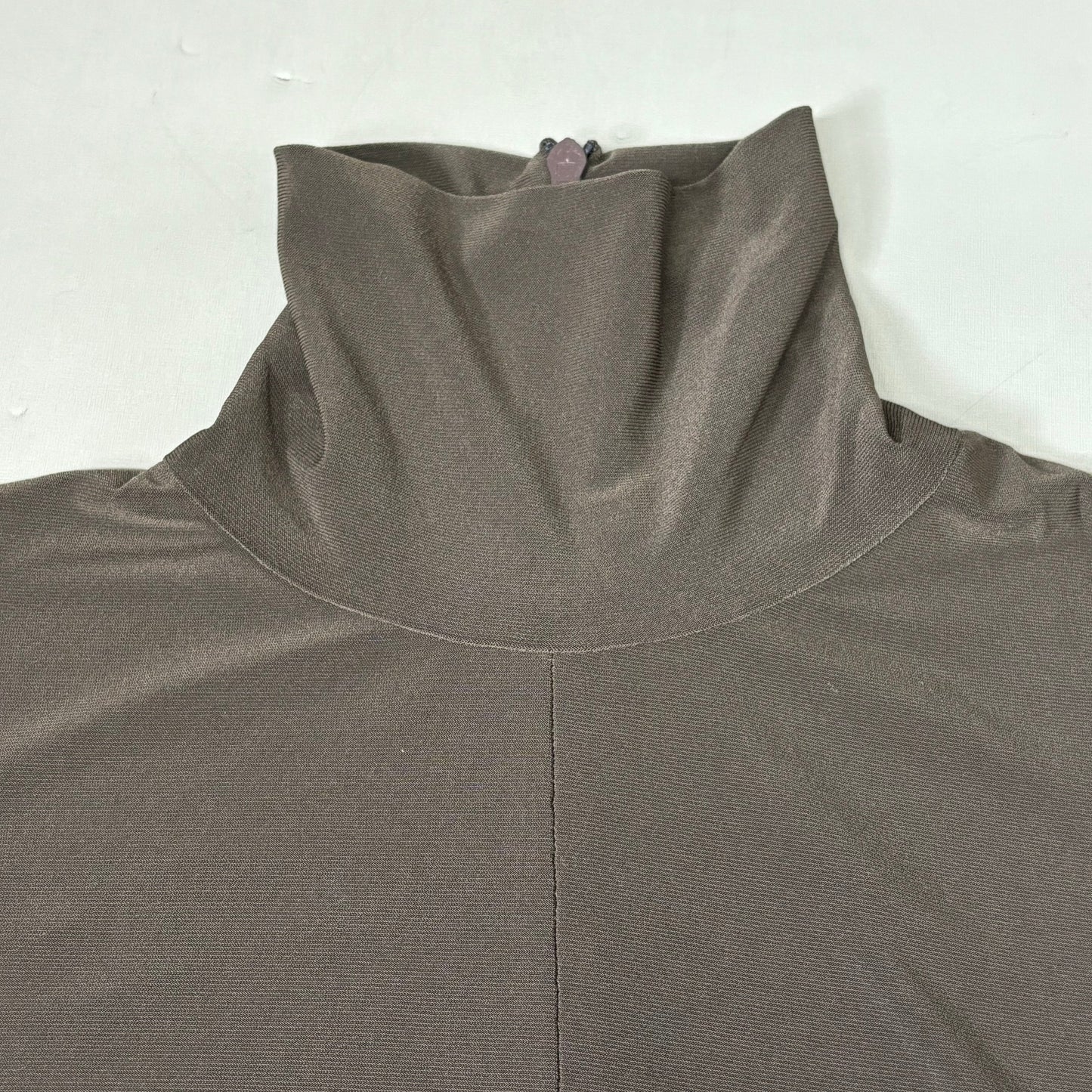 NORMA KAMALI Slim Fit Turtleneck Catsuit w/ Footsie Women's Sz L/40 Chocolate