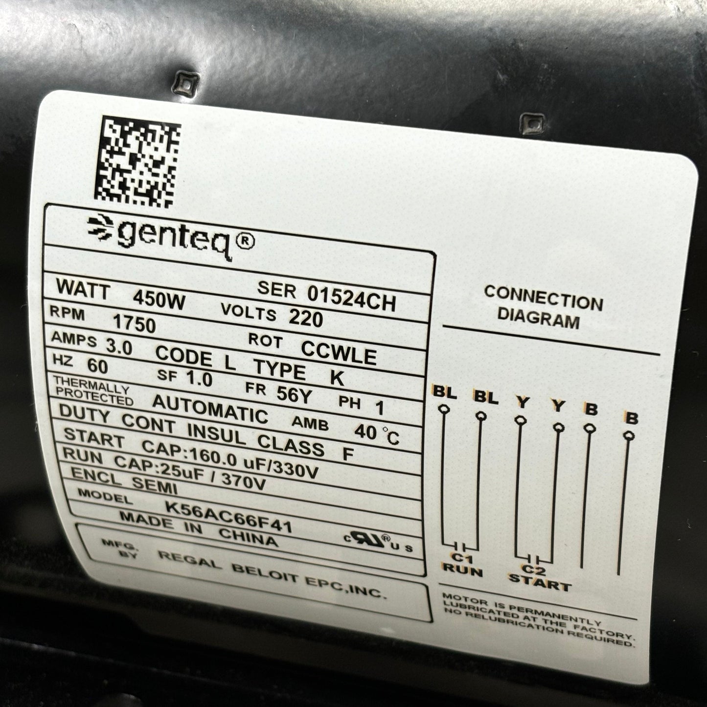 SPACEMAN Motor Capacitors 220V 60HZ 1 Phase Genteq K56AC66AF41 OEM 3.3.01.07.010