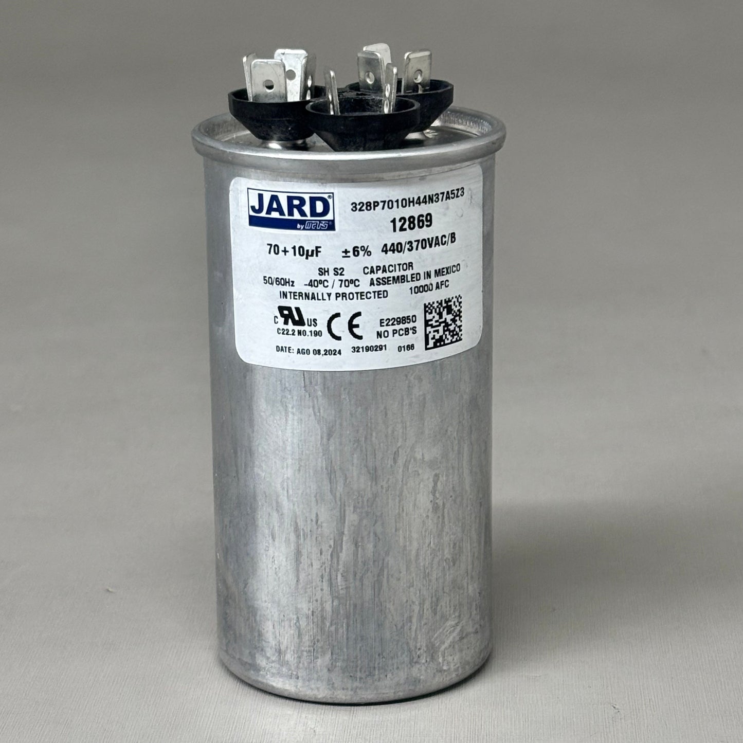 MARS JARD Dual Section 440/370 Volt Round 70/10 MFD Capacitor Aluminum 12869