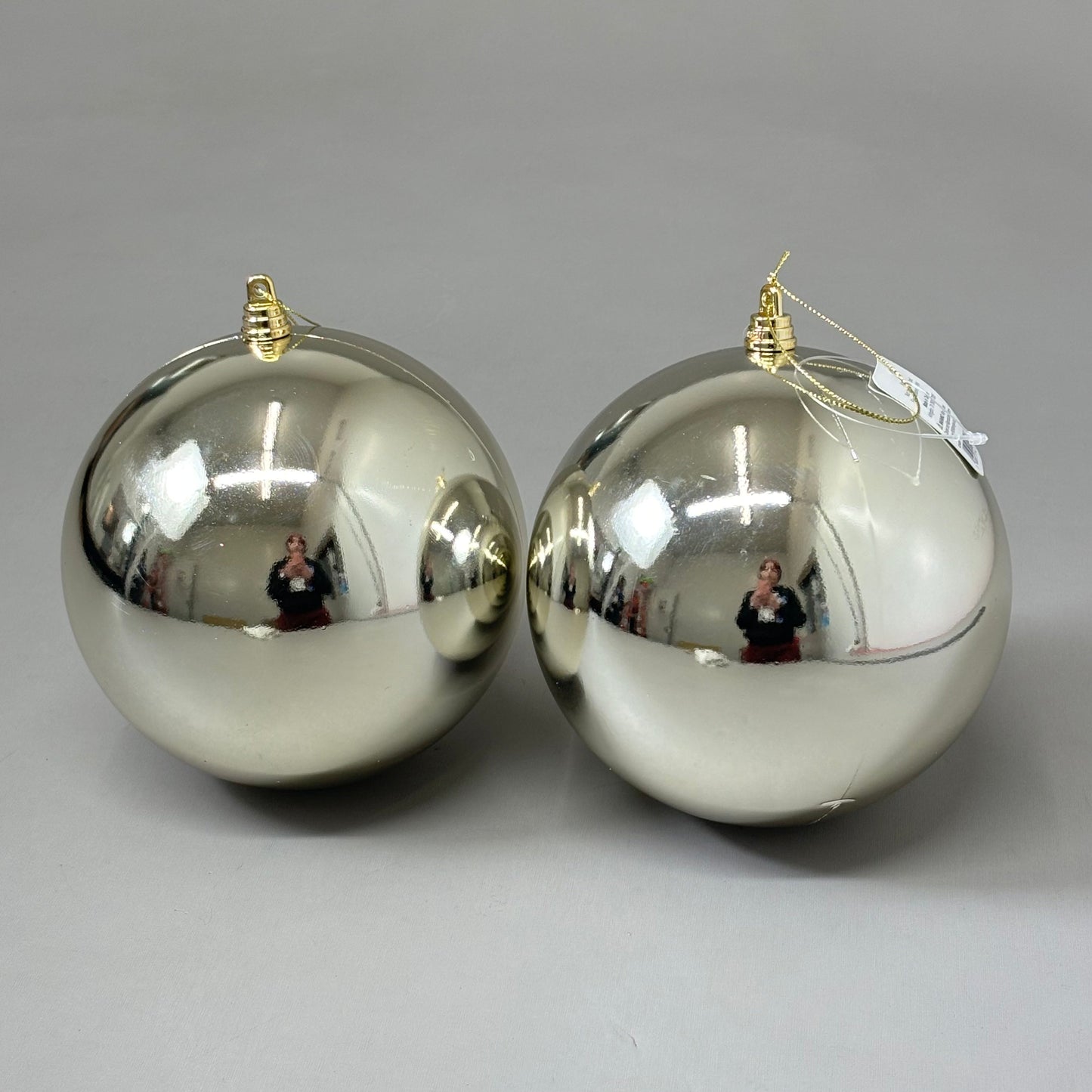 RAZ IMPORTS (2 PACK) Shiny Ball Christmas Ornament Plastic 6" Champagne 4314917