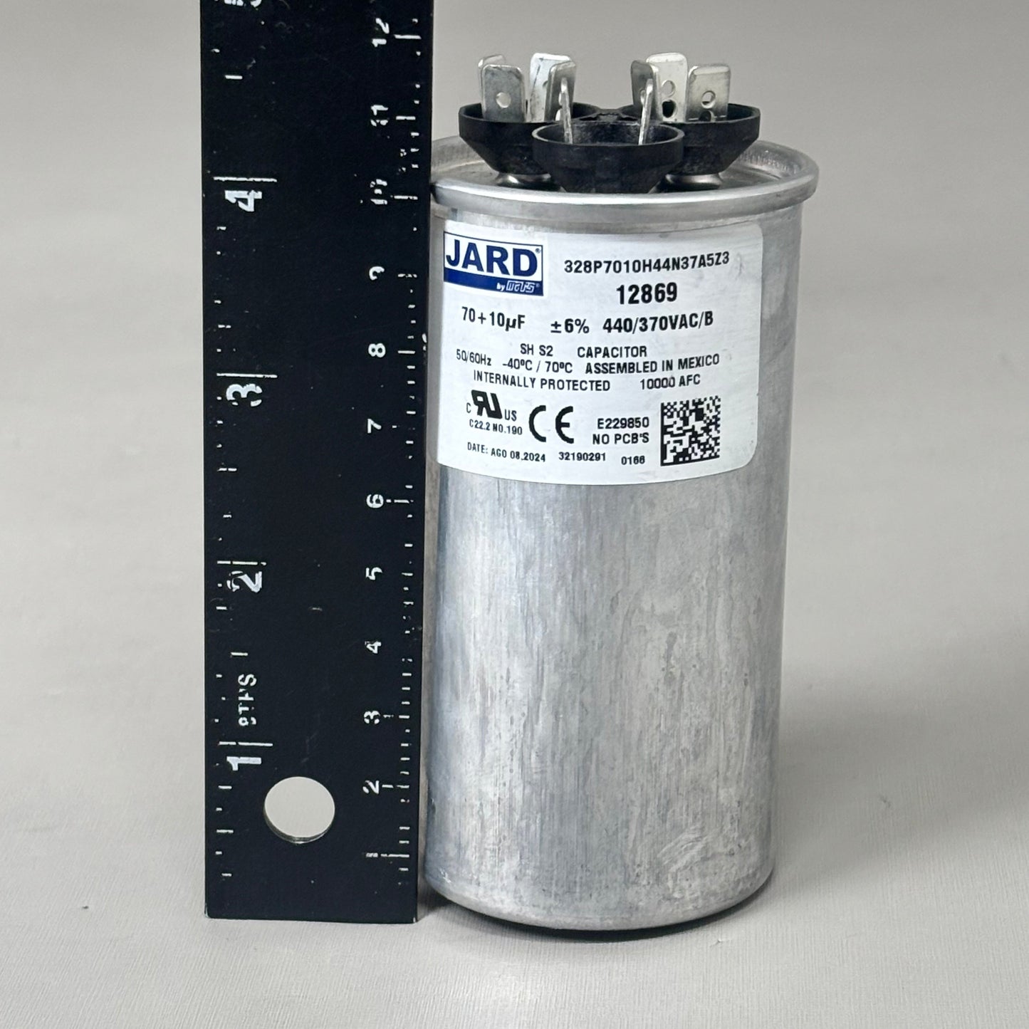MARS JARD Dual Section 440/370 Volt Round 70/10 MFD Capacitor Aluminum 12869