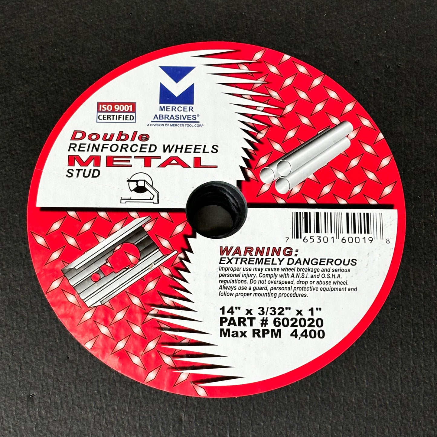 MERCER ABRASIVES (10 PACK) Low Horsepower Chop Saw Wheel 14" x 3/32" x 1" 602020