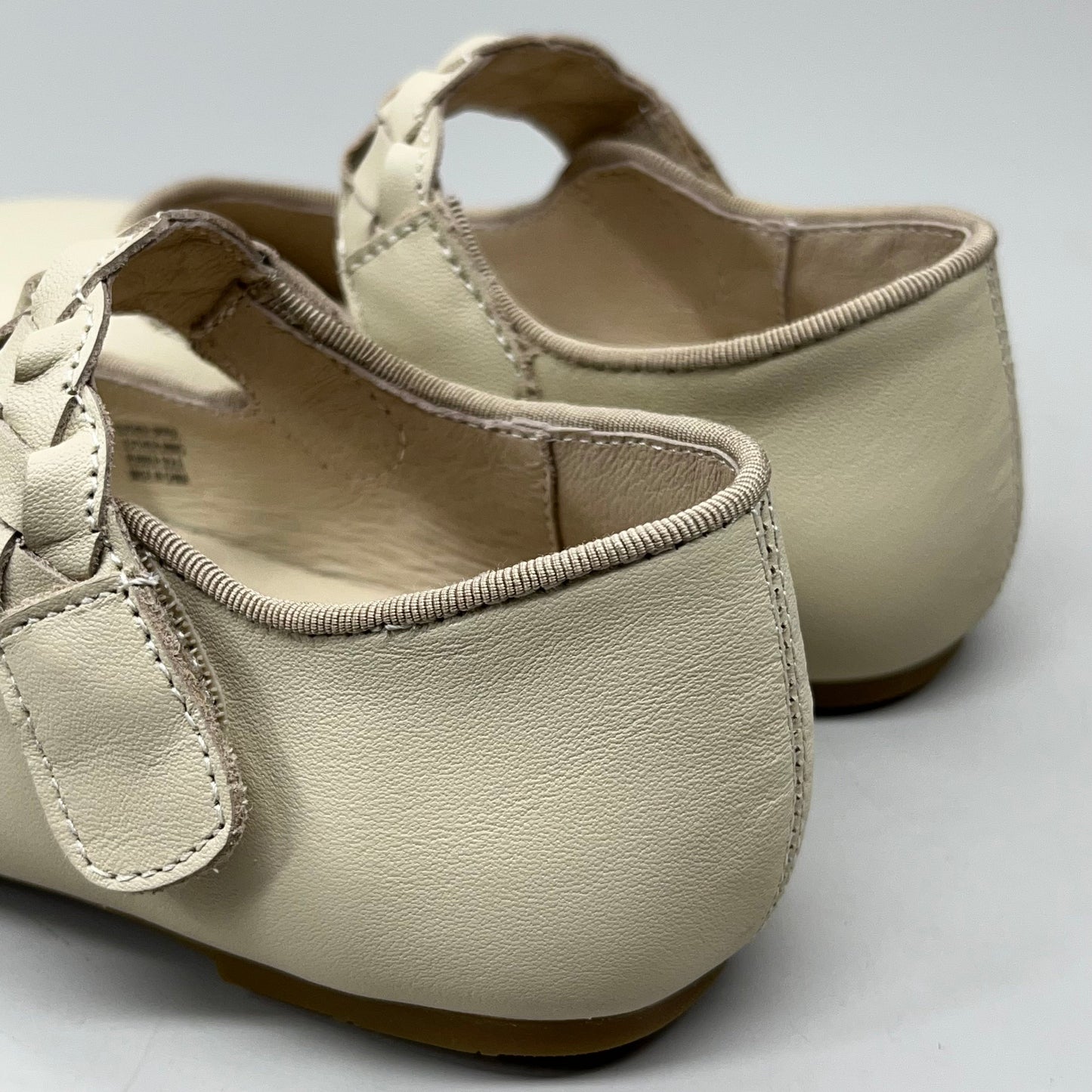 OLD SOLES Lady Plat Braided Strap Leather Shoe Kid’s Sz 26 US 9.5 Cream #817