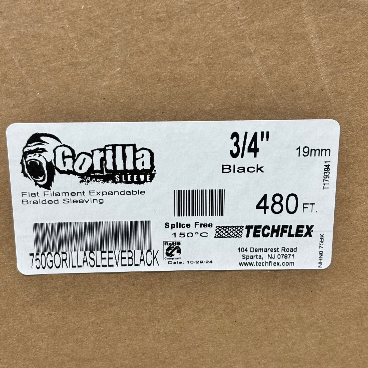 GORILLA SLEEVE Flat Filament Expandable Braided Sleeving  3/4" 480' T1793941