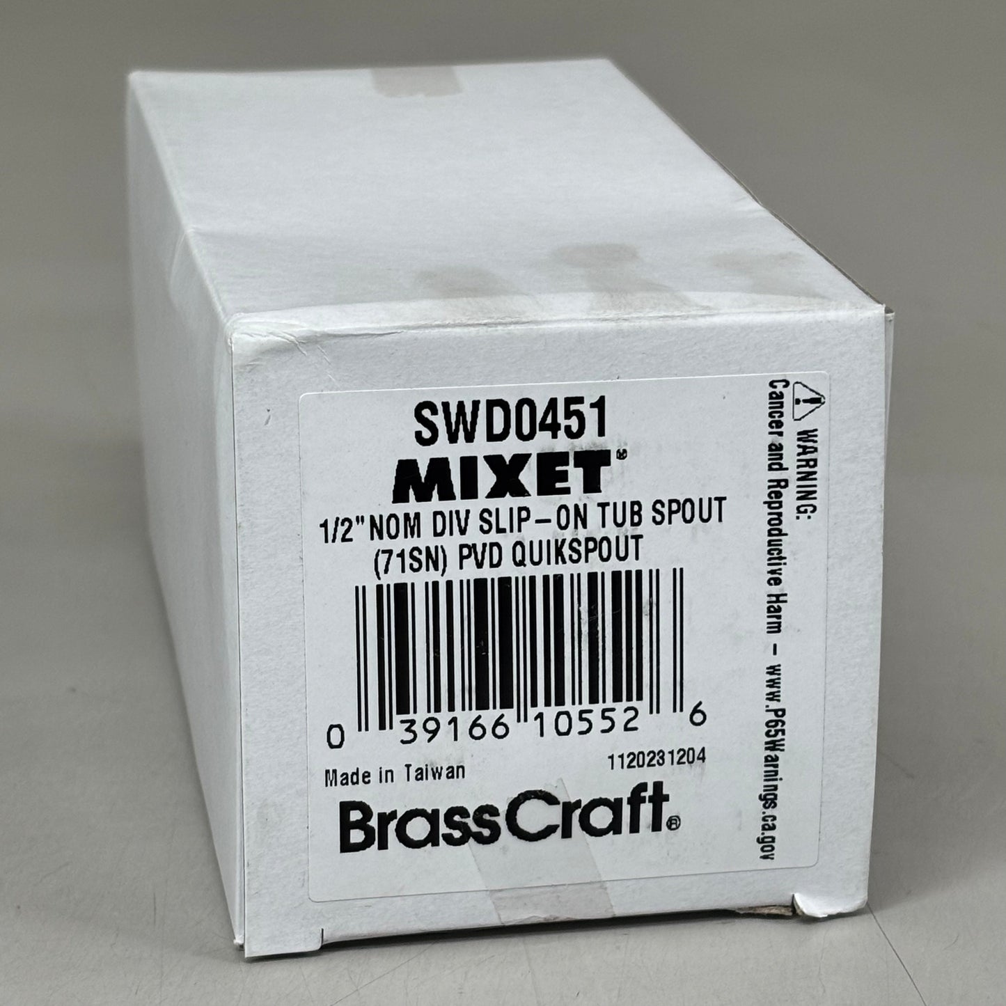 BRASSCRAFT Quikspout Diverter Mixet Tub Faucet for 1/2" Nom Satin Nickel SWD0451