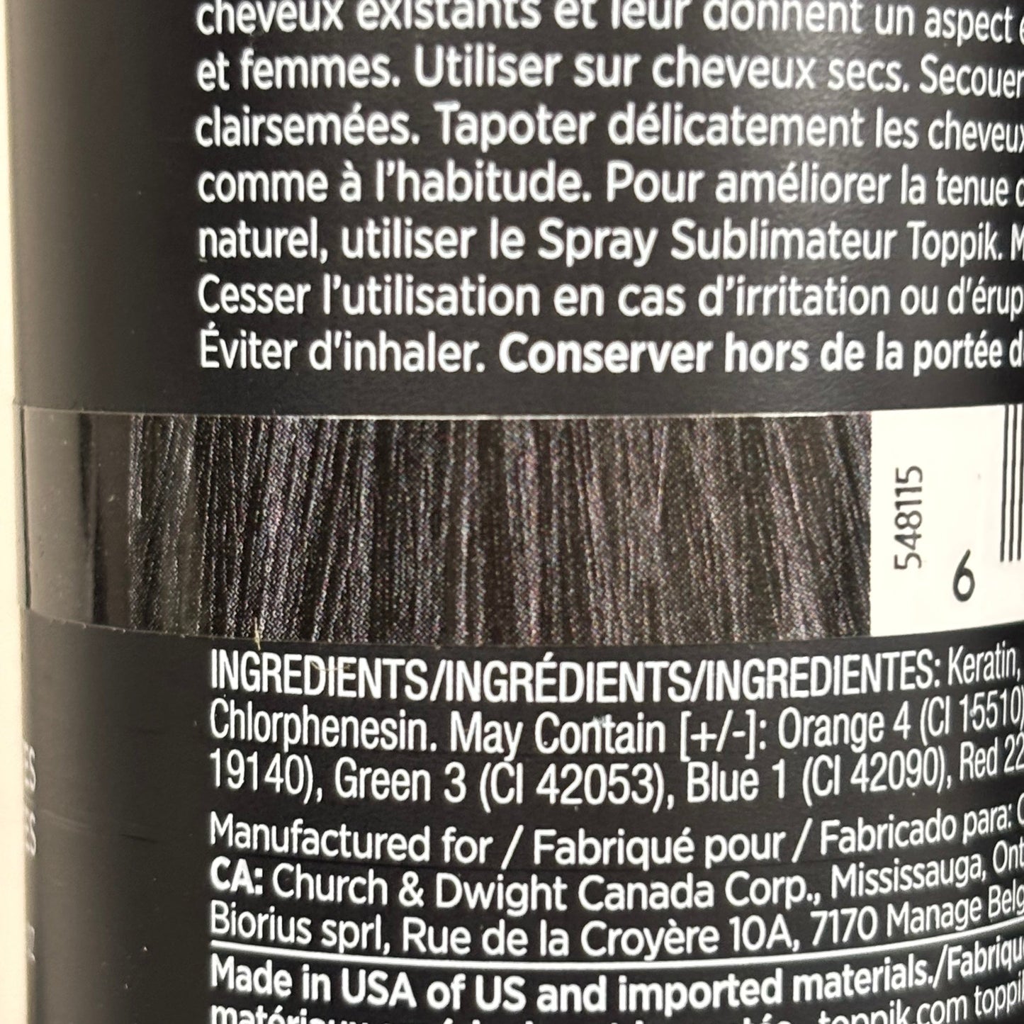 TOPPIK Safe & Natural Hair Building Fibers All Hair Types 0.42 oz Black 548115