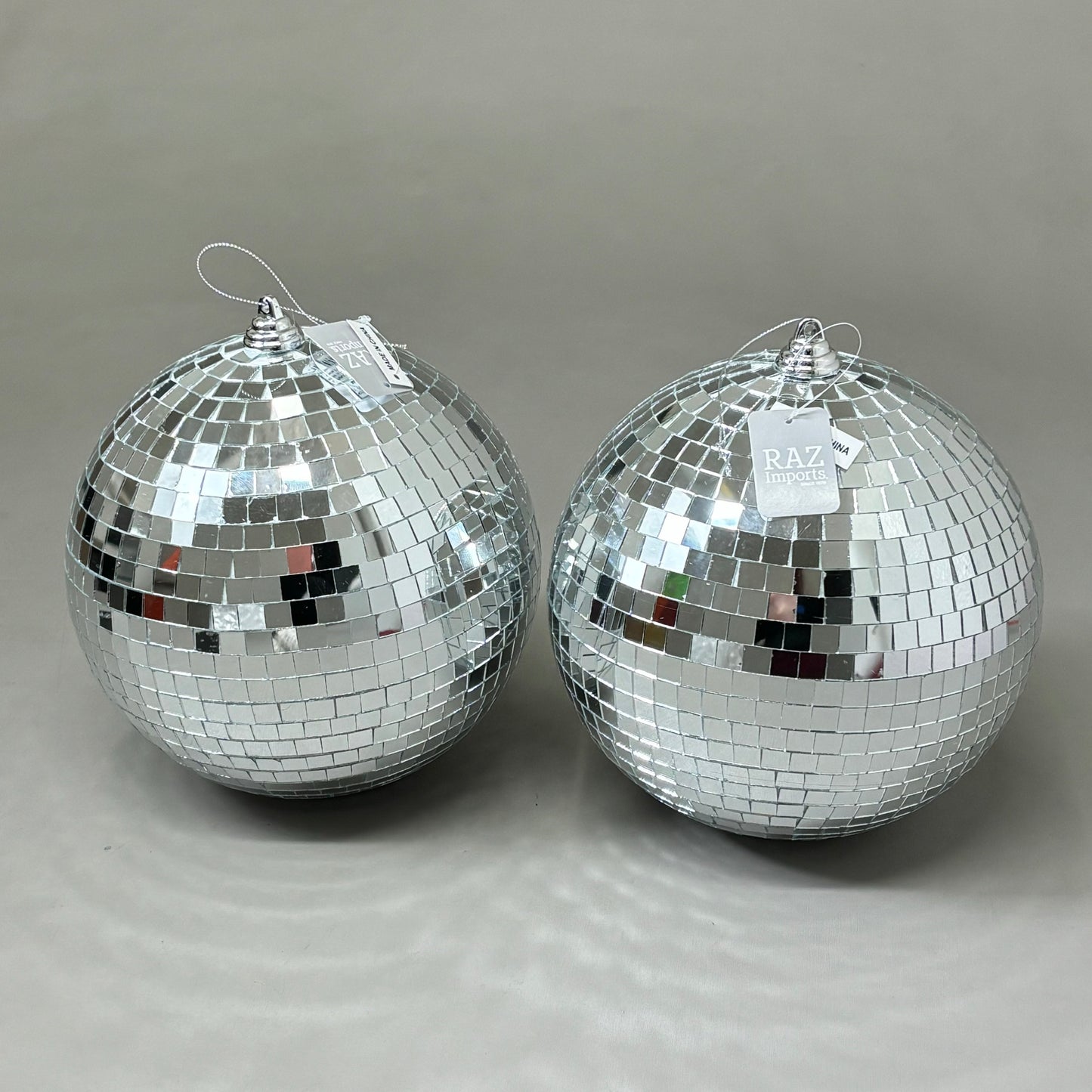 RAZ IMPORTS (2 PACK) Disco Ball Christmas Ornament Glass & Foam 8" Silver 4432735