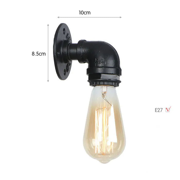 Vintage E27 Water Pipe Wall Sconces - Steampunk Wall Light Fixtures for Hallway and Basement