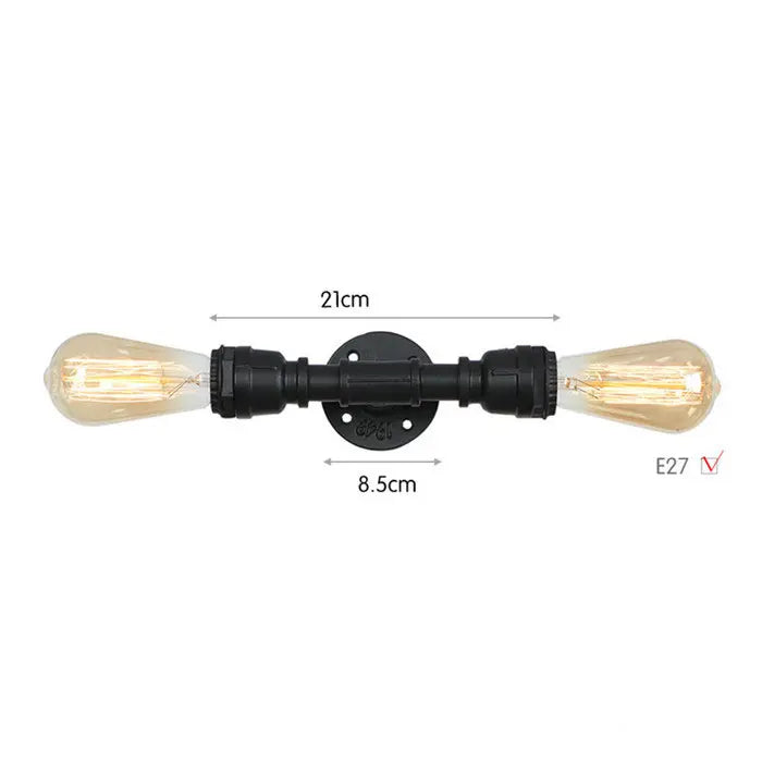 Vintage E27 Water Pipe Wall Sconces - Steampunk Wall Light Fixtures for Hallway and Basement