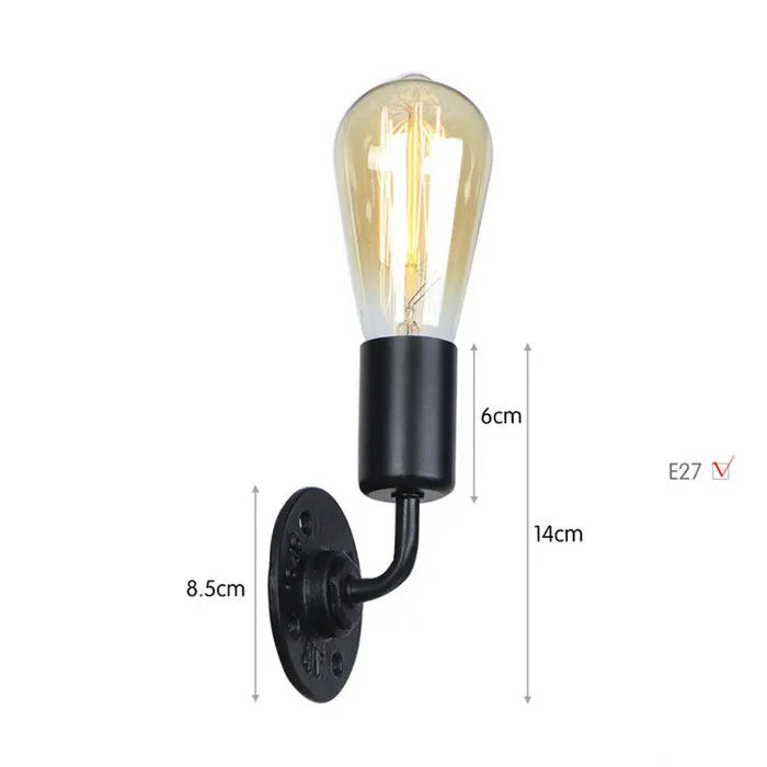 Vintage E27 Water Pipe Wall Sconces - Steampunk Wall Light Fixtures for Hallway and Basement