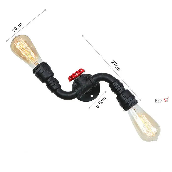 Vintage E27 Water Pipe Wall Sconces - Steampunk Wall Light Fixtures for Hallway and Basement