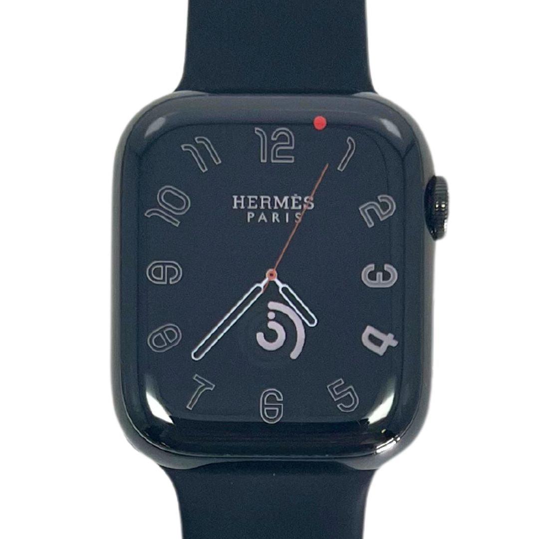 Hermes Apple Watch Series 7 GPS/ Cellular 41 mm - Space Black Stainless Steel Case - Black Silicone Watch Band