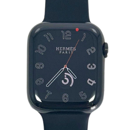 Hermes Apple Watch Series 7 GPS/ Cellular 41 mm - Space Black Stainless Steel Case - Black Silicone Watch Band