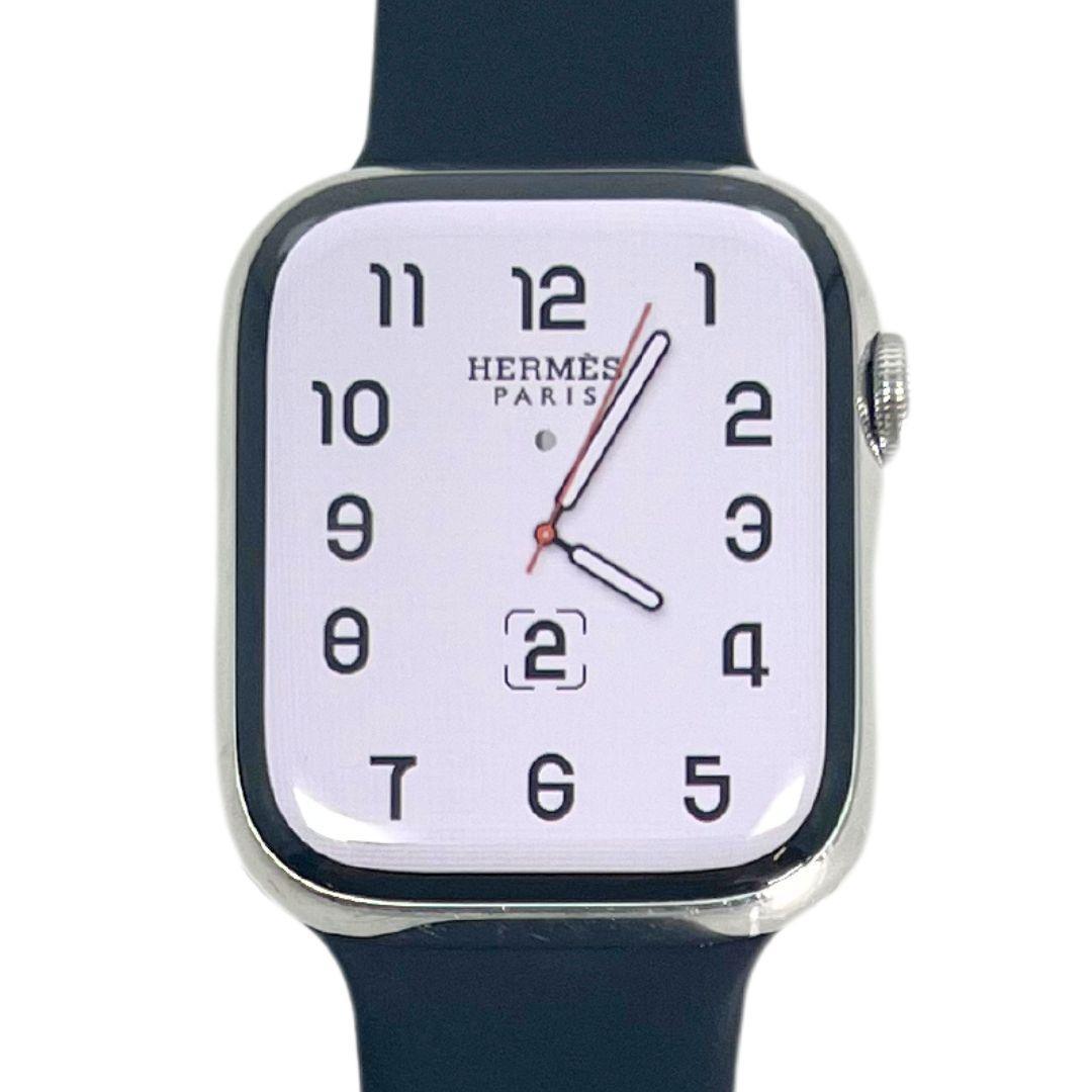 Hermes Apple Watch Series 7 GPS/ Cellular 41 mm - Stainless Steel - Black Silicone Watch Band
