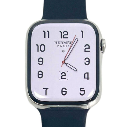 Hermes Apple Watch Series 7 GPS/ Cellular 41 mm - Stainless Steel - Black Silicone Watch Band