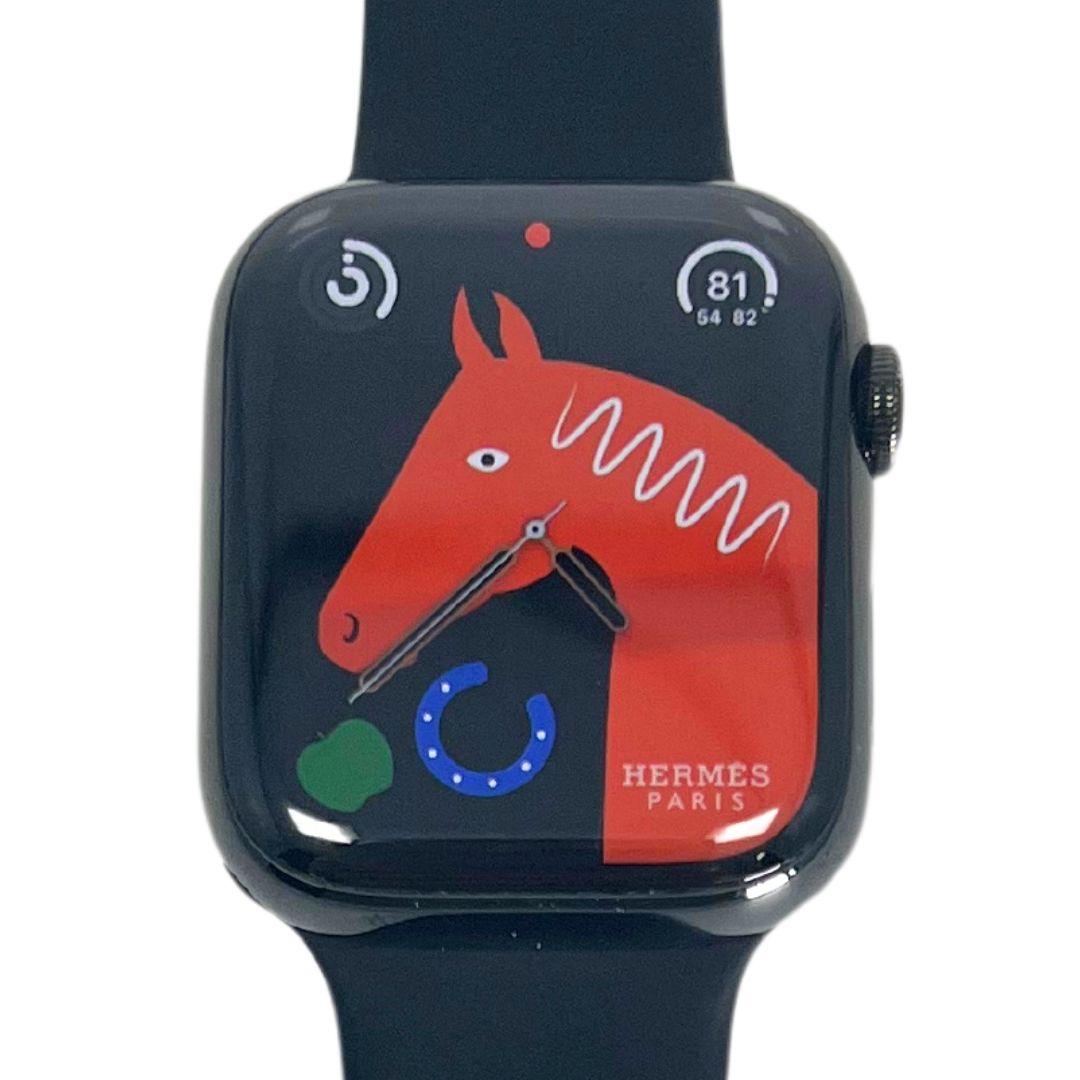 Hermes Apple Watch Series 7 GPS/ Cellular 41 mm - Space Black Stainless Steel Case - Black Silicone Watch Band