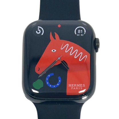 Hermes Apple Watch Series 7 GPS/ Cellular 41 mm - Space Black Stainless Steel Case - Black Silicone Watch Band