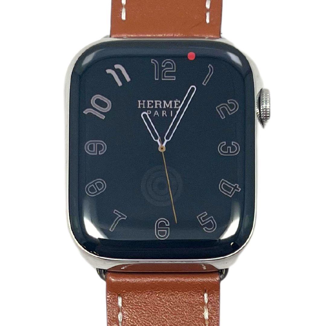 Hermes Apple Watch Series 7 GPS/ Cellular 45 mm - Stainless Steel - Brown Faux Leather Watch Band