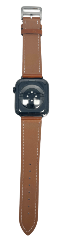 Hermes Apple Watch Series 7 GPS/ Cellular 45 mm - Stainless Steel - Brown Faux Leather Watch Band