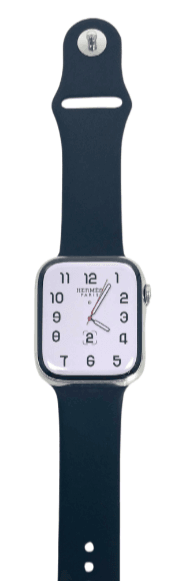 Hermes Apple Watch Series 7 GPS/ Cellular 41 mm - Stainless Steel - Black Silicone Watch Band