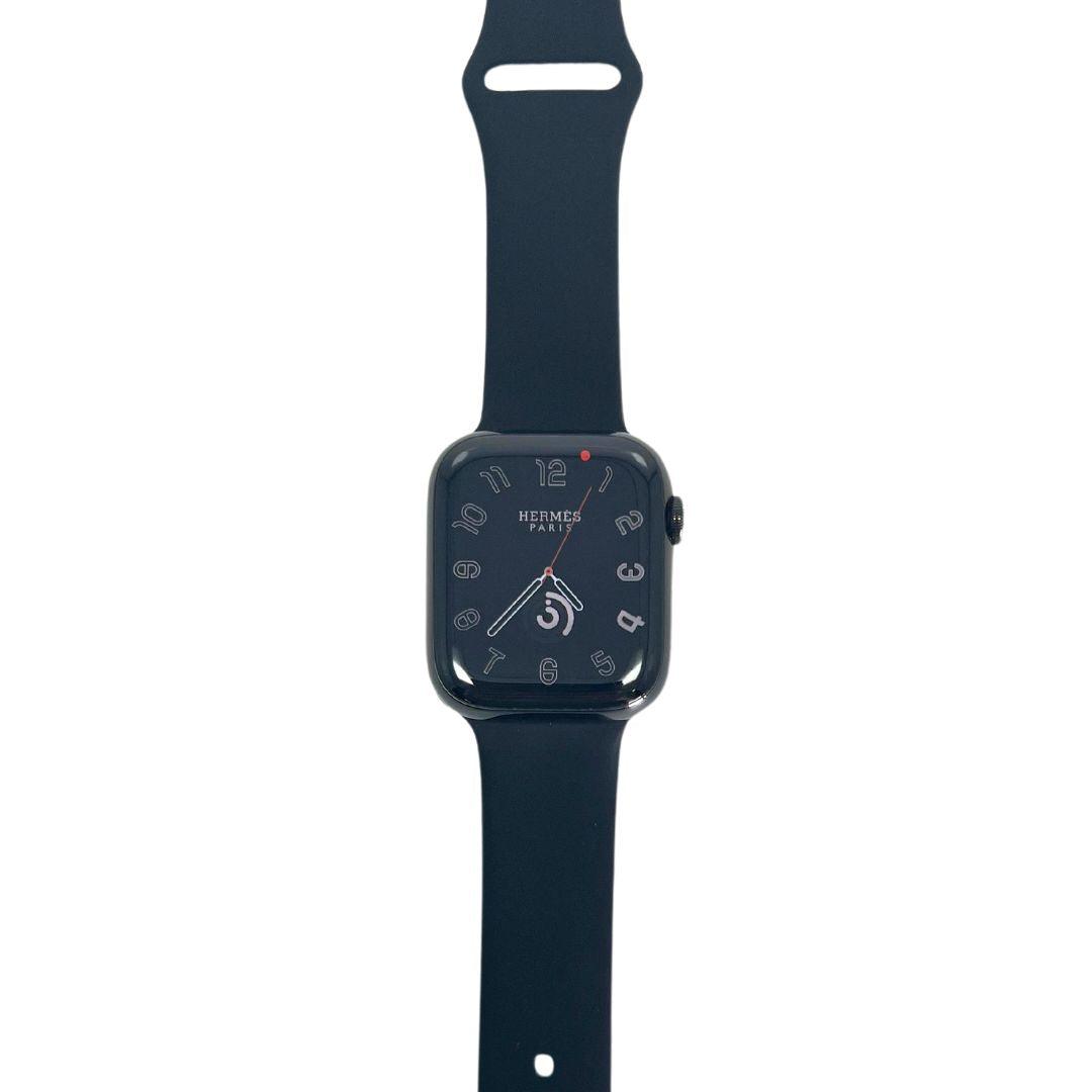 Hermes Apple Watch Series 7 GPS/ Cellular 41 mm - Space Black Stainless Steel Case - Black Silicone Watch Band