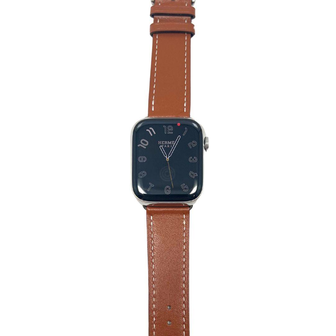 Hermes Apple Watch Series 7 GPS/ Cellular 45 mm - Stainless Steel - Brown Faux Leather Watch Band
