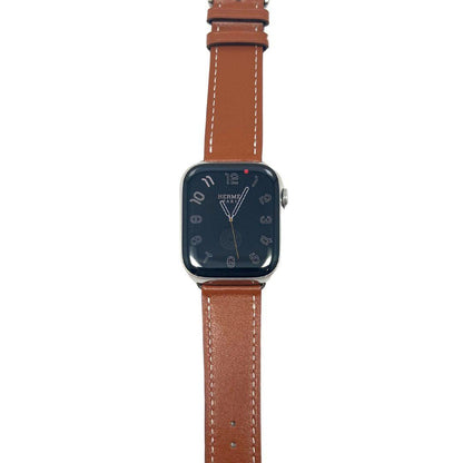 Hermes Apple Watch Series 7 GPS/ Cellular 45 mm - Stainless Steel - Brown Faux Leather Watch Band