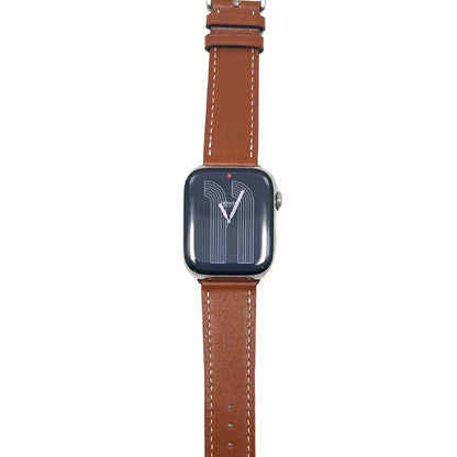 Hermes Apple Watch Series 7 GPS/ Cellular 45 mm - Stainless Steel - Brown Faux Leather Watch Band