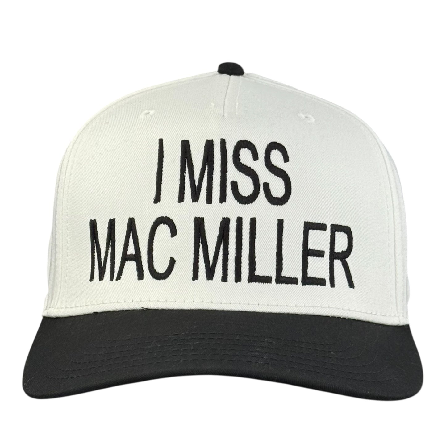 I Miss Mac Miller White Black Brim Hat Custom Embroidered Cap