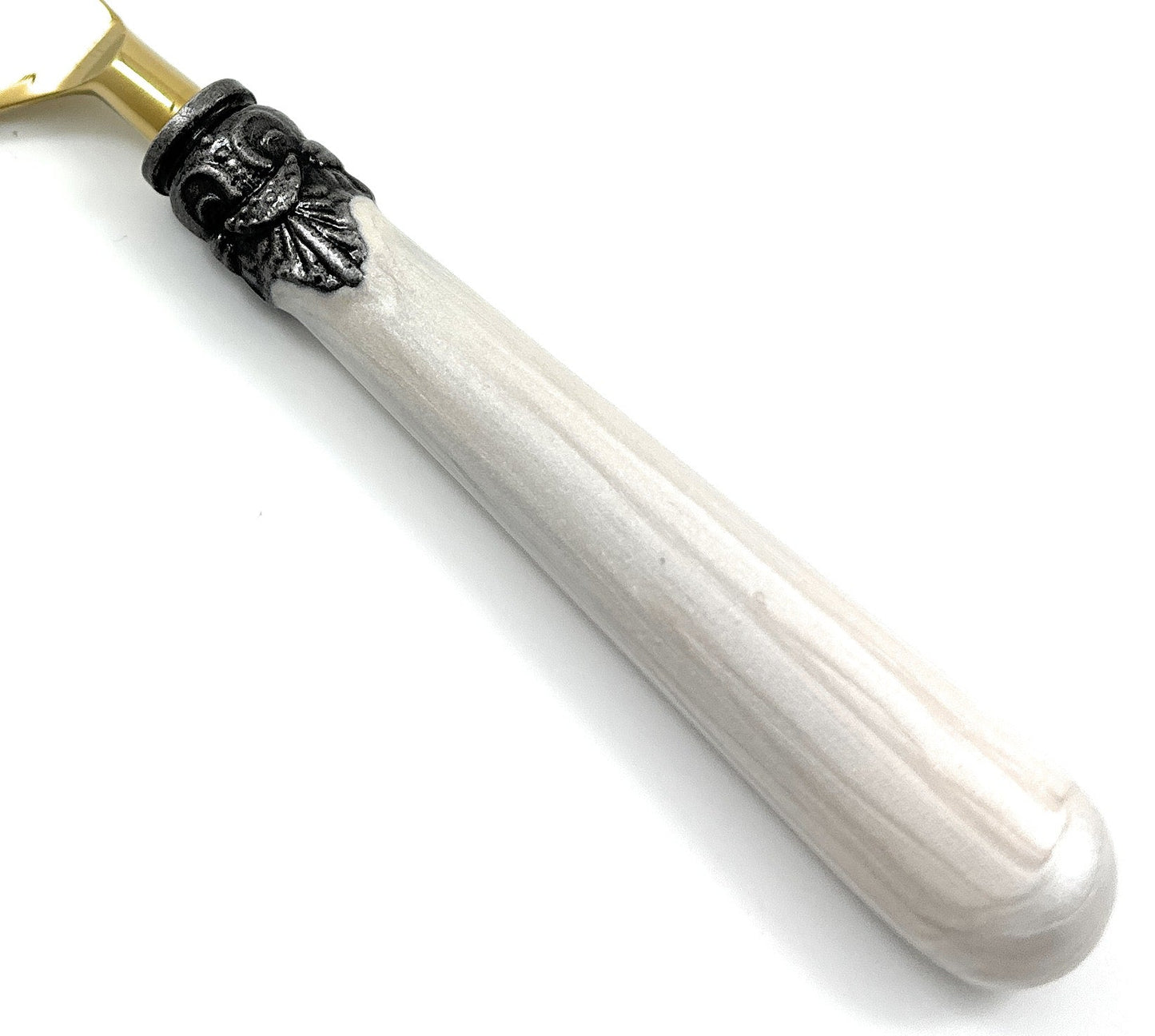 White Resin Handle Flatware set of 20 Antique Design
