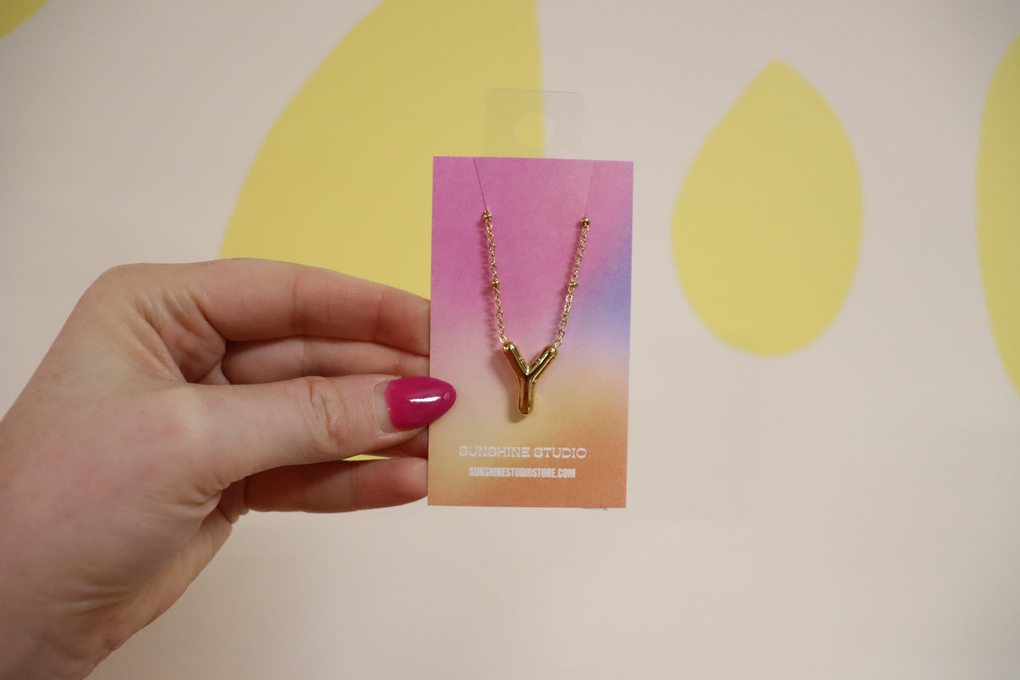 Gold Balloon Letter Necklace-Stainless Steel
