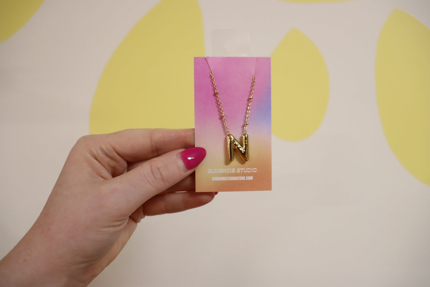 Gold Balloon Letter Necklace-Stainless Steel
